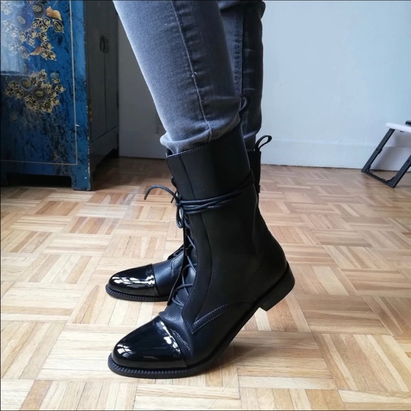 RESTOCKED! Milano Black Leather Lace Up Brogue Boots - Picture 9 of 12